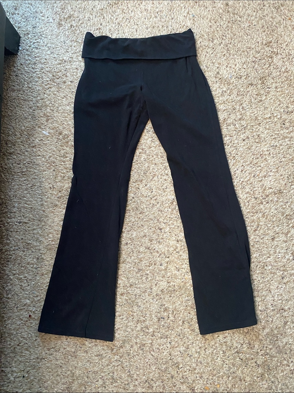 Fold-Over Waist Black Bootcut leggings